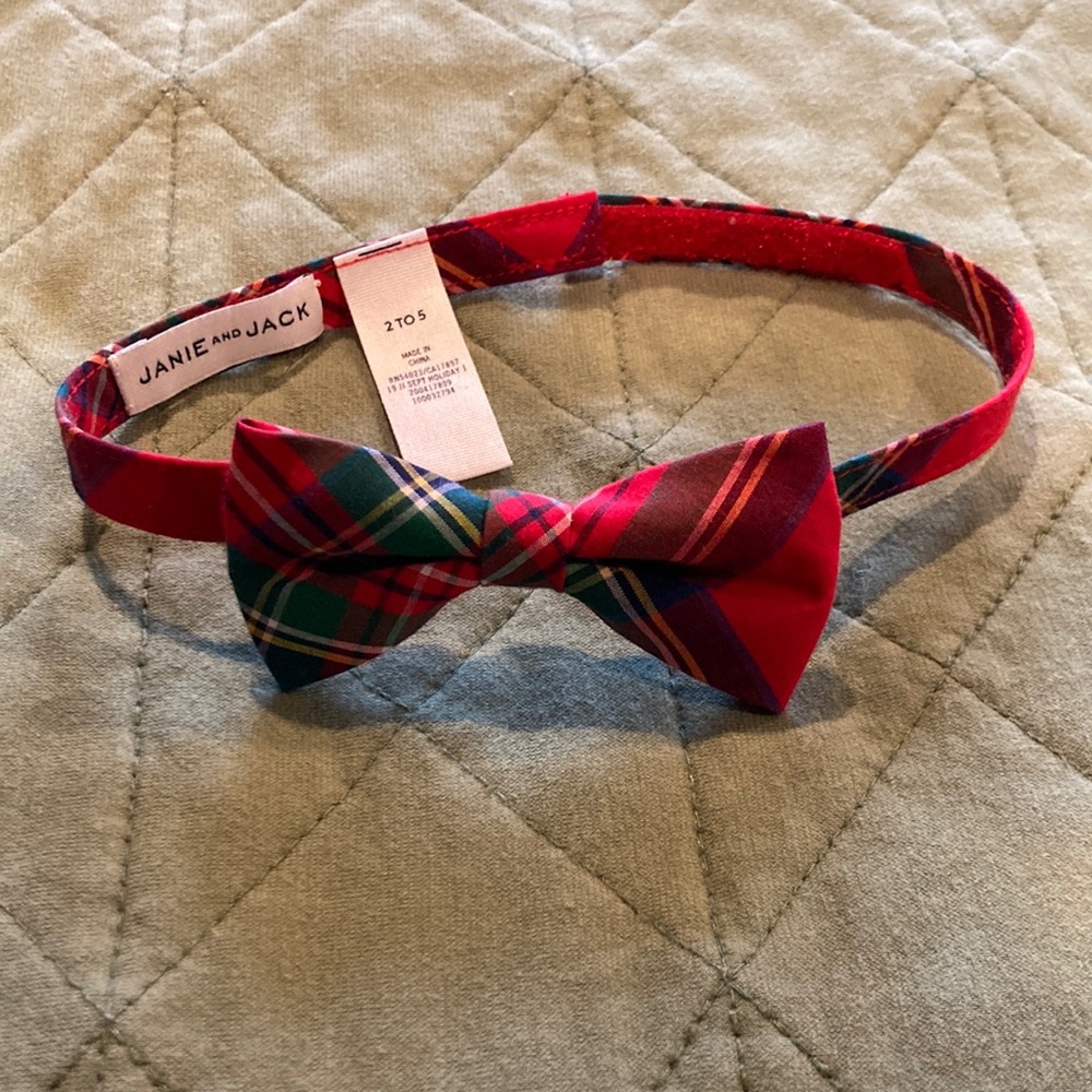 Janie and Jack red and green plaid bow tie